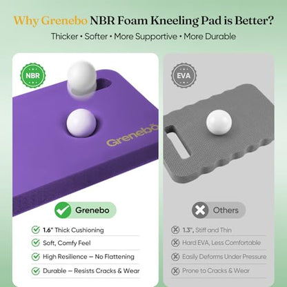 Grenebo 2-Pack Kneeling Pads, Extra Thick, 17.3 x 11 x 1.6 in, Black Purple - color: Black Purple