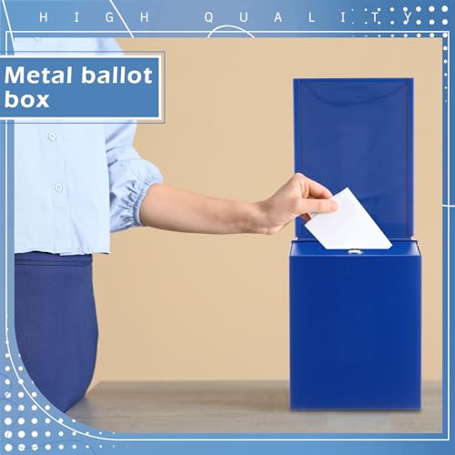 Metal Donation Box for Fundraising,Basic,Blue - color: Blue