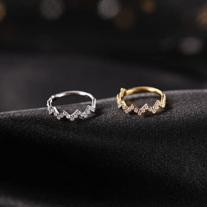 16G Cartilage Earring Hoop 316L Surgical Steel Daith Helix Conch Earrings Tragus Rook Earrings CZ Opal Septum Jewelry Seamless Clicker Nose Rings Hinged Segment Ring Hoop Earring for Women Men - color: 1PC,Silver,Sawtooth Shape with CZ