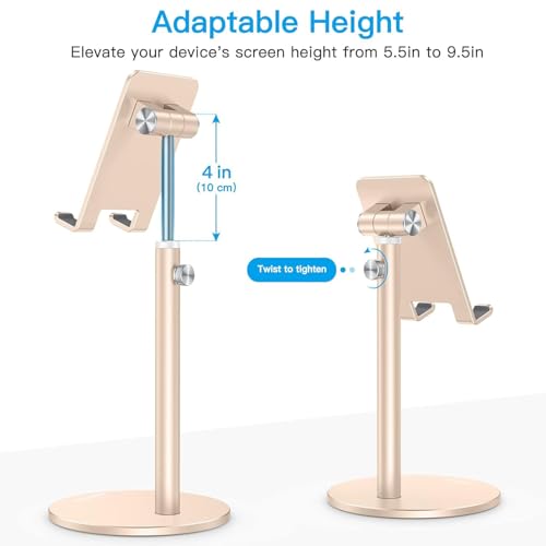 OMOTON CA04 Aluminum Tablet Phone Stand, Adjustable Desk Stand Gold - color: Gold