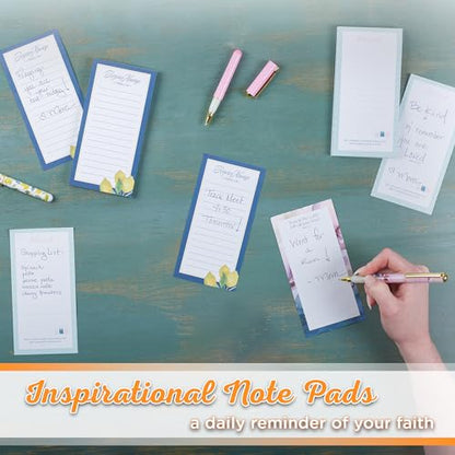 Christian Art Gifts Magnetic Notepad & Pen Set, Lemon Theme, Rejoice Always - color: Navy & Yellow Lemon/Rejoice Always