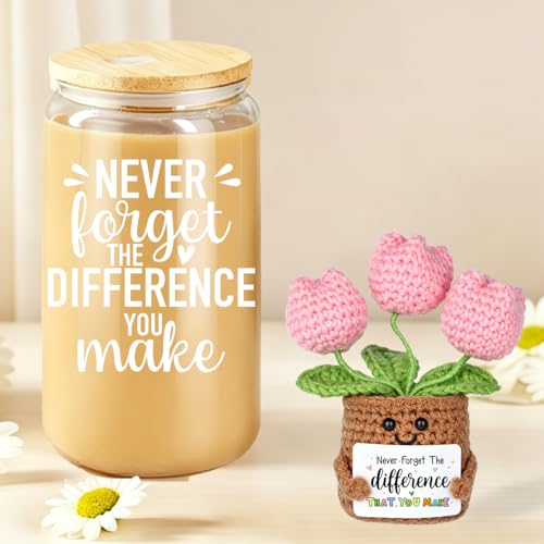 MUJUZE Cute Glass Cups with Lids and Straws,Glass Cup Gift Set for Women - color: Difference Cup Set