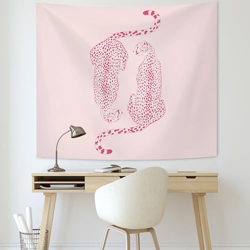 KAIOUS Y2k Leopard Print Wall Hanging Tapestry, 50x58, Pink - color: Pink Leopard, size: 58"L x 50"W