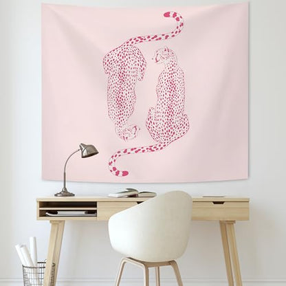 KAIOUS Y2k Leopard Print Wall Hanging Tapestry, 50x58, Pink - color: Pink Leopard, size: 58"L x 50"W