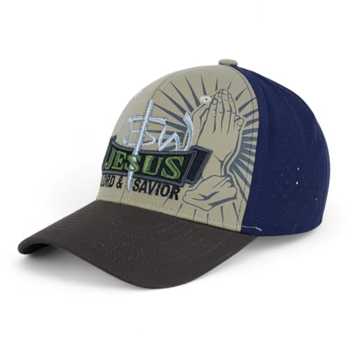 Trendy Apparel Shop Only Jesus Praying Hand Embroidered Christian Ball Cap - color: Khaki Brown 8