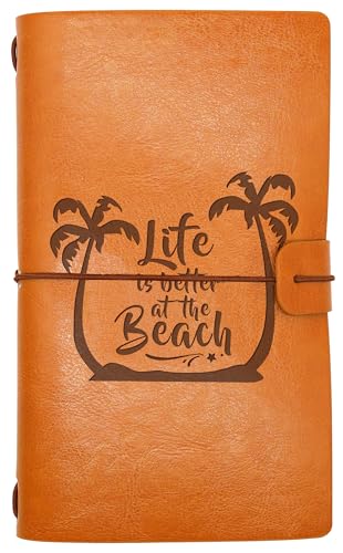 ZVMIS Beach Travel Journal,Record for Life Memory,Travel Adventure Awaits,Gifts for Who Like Beach Life-Camper Gift-Refillable Travel Photo Diary Journal - style: Style43-life is better at the beach