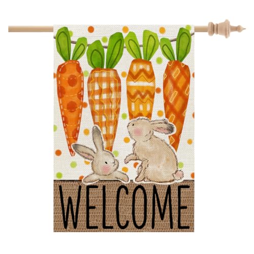 CROWNED BEAUTY Easter Carrots House Flag Outside 28x40 - size: 28"X40"
