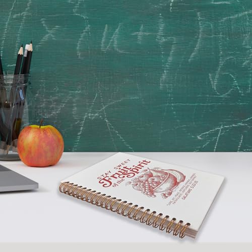 VNWEK Retro Red Christian Spiral Notebook Journal 5.5x8.3 Inch, Fruit of the Spirit Bible Verse Journal, Galatians 5:22-25 Scripture Religious Lined Hardcover Spiral Notebook - color: 50-XZ-bible-notebook