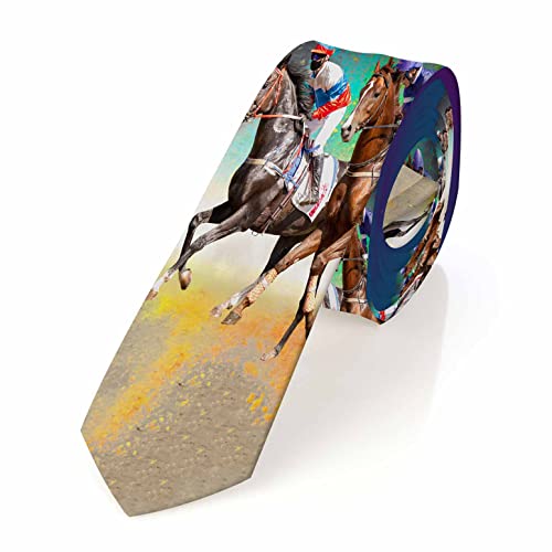 Black Dots Men's Neckties Retro Classic Circle Geometry Men's Tie for Mens Teens Business Work Casual Wedding Party - color: Racing Horses
