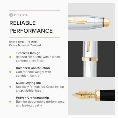 Cross Century II Medalist Gold Plated Medium Nib Fountain Pen, Black Ink - color: Medalist, style: Fountain Medium Nib