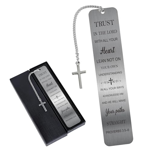 Christian Metal Bible Bookmark, Scripture Page Marker for Bible Study - style: Trust in the Lord
