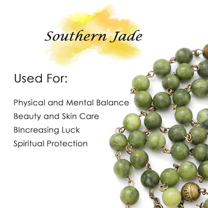 KOMI 8mm Natural Stone Beads Rosary Necklace Rosarios Catolicos Para Mujer Catholic Rosary Beads for Women Christian Gifts - style: Rosary-3
