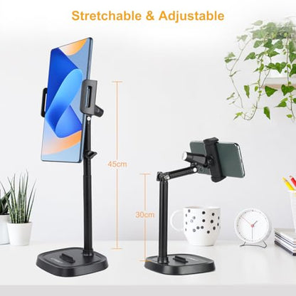 UTEBIT Phone Stand for Desk, 11.8''-17.7'' Adjustable Tablet Phone Holder