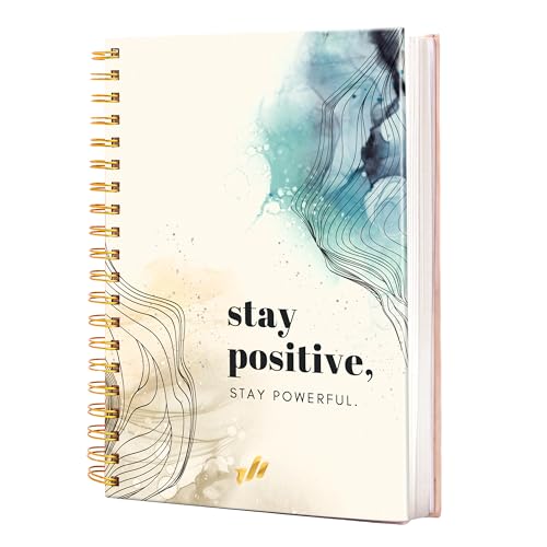 300-Page Hard Cover Notebook with Affirmations - B5 Spiral Bound - color: Stay Positive2 (Marble)