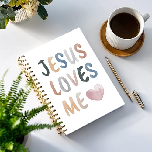 Bible Notebook, A5 Spiral Christian Journal with Floral Pink Butterfly Notebook, Jesus Loves Me, Inspirational Notebooks for Women, Bible Study, Gift for Birthday Christmas - color: Rainbow-LOVES