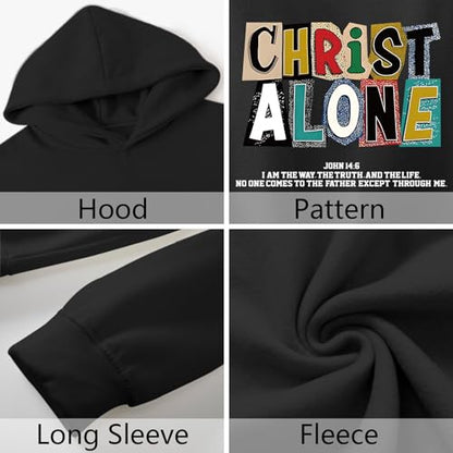 Christian Hoodies For Men Jesus Religious God Hoodie Faith Bible Verse Sweatshirt inspirational Cotton Pullover Tops - color: Black, size: Small