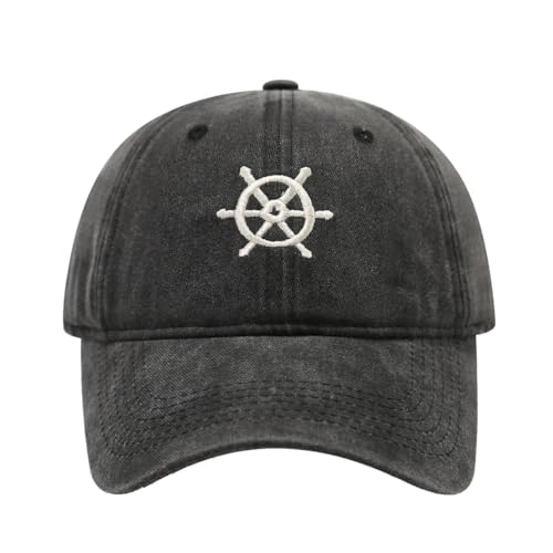 Quanhaigou Baseball Cap Dad Hat Adjustable Fashion Hats for Men Women Polo Trucker Unisex Style Headwear - color: Boat Captian Black