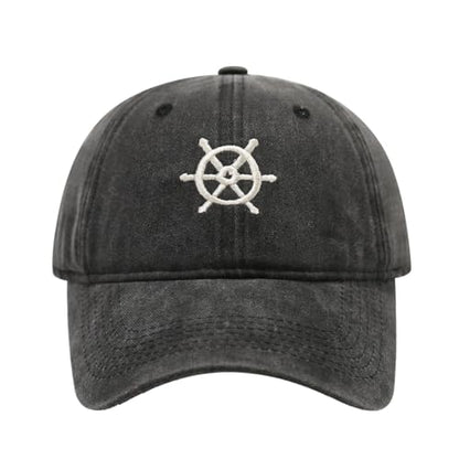 Quanhaigou Baseball Cap Dad Hat Adjustable Fashion Hats for Men Women Polo Trucker Unisex Style Headwear - color: Boat Captian Black