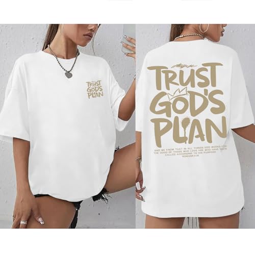 Christian Shirts for Women God Faith Shirt Jesus Oversized Religious Tees Bible Verse Tee Graphic Inspirational Tops - color: White, size: X-Large