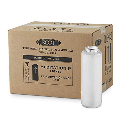 Root Candles Prayer Candles Clear Glass Devotional 7-Day Prayer Candle, 12-Count, Meditation - color: Meditation, size: 12-Count