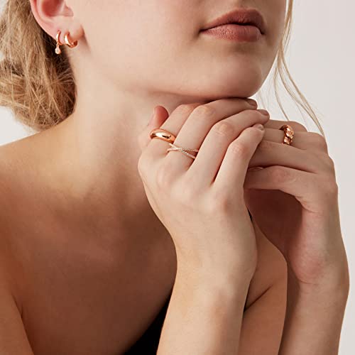 PAVOI 14K Gold Plated X Ring Simulated Diamond CZ Criss Cross Ring for Women - color: Rose Gold, size: 5
