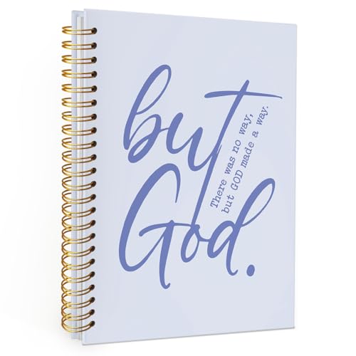 Wheatwin Bible Notebook, But God Christian Notebook Journal, Christian Gifts for Men Women, Inspirational Christian Hardcover Spiral Notebook 5.5x8.3 - Blue - color: But god - Blue