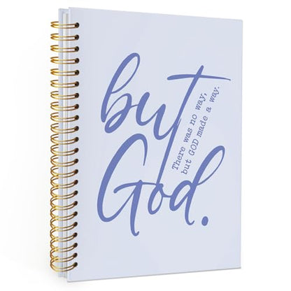 Wheatwin Bible Notebook, But God Christian Notebook Journal, Christian Gifts for Men Women, Inspirational Christian Hardcover Spiral Notebook 5.5x8.3 - Blue - color: But god - Blue