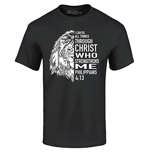 shop4ever I Can Do All Things Through Christ Philippians 4:13 T-Shirt - color: Black, size: Small