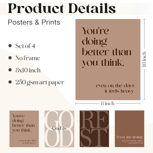 WEFKODO Bible Verse Christian Wall Art God Is Good Posters Prints Brown - color: god good