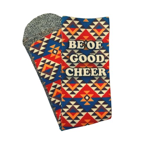 Bible Verse Socks for Men, Christian Scripture Crew Socks, Faith Gift - color: Be of Good Cheer