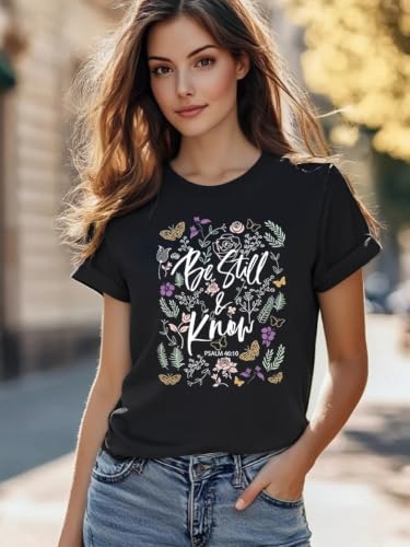 Christian Bible Verse T Shirts for Women - color: Black4, size: Medium