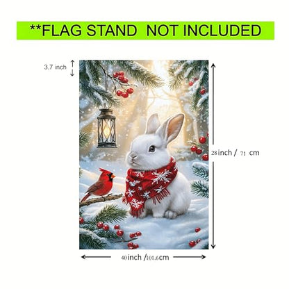 Large Winter Christmas House Yard Flags 28x40 Double Sided Outside - color: Snow, size: 28x40 Inches