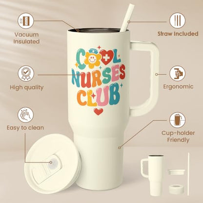 SANDJEST Nurse Tumbler 40oz, Cool Club Coffee Travel Mug With Straw - Perfect Nurse Gift for Any Occasion - color: Nurse 3