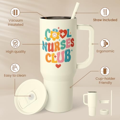 SANDJEST Nurse Tumbler 40oz, Cool Club Coffee Travel Mug With Straw - Perfect Nurse Gift for Any Occasion - color: Nurse 3