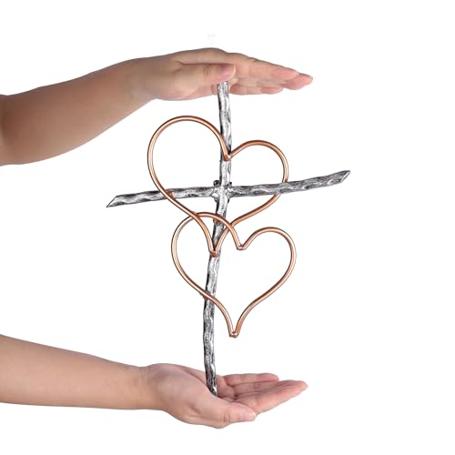 Wall Cross Heart Metal Crosses Religious Wall Art for Wall Hanging