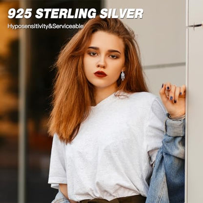 925 Sterling Silver Hoop Earrings Drop Dangle Earrings for Women Hypoallergenic Earring Trendy Huggie Earring Cute Graduation Birthday Gifts Jewelry for Women - color: Dream