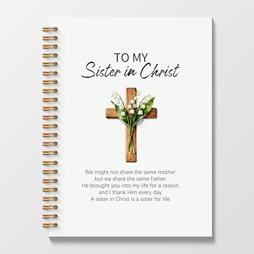 Poecinvi Sister in Christ Christian Notebook Journal for Women, Floral Cross Bible Verse Notebook, Faith Based Gift for Women Friend, Spiral Notebook 5.5x8.3 Inch - color: To My Sister in Christ