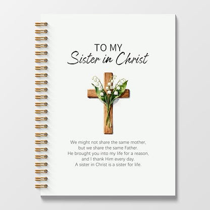 Poecinvi Sister in Christ Christian Notebook Journal for Women, Floral Cross Bible Verse Notebook, Faith Based Gift for Women Friend, Spiral Notebook 5.5x8.3 Inch - color: To My Sister in Christ