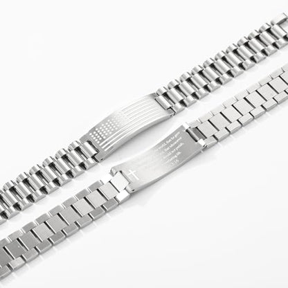 P. BLAKE American Flag Bible Verse Bracelet for Men, Stainless Steel Engraved Scripture Bracelet Christian Religious Christmas Birthday Jewelry Gifts - color: Silver, size: John 3:16