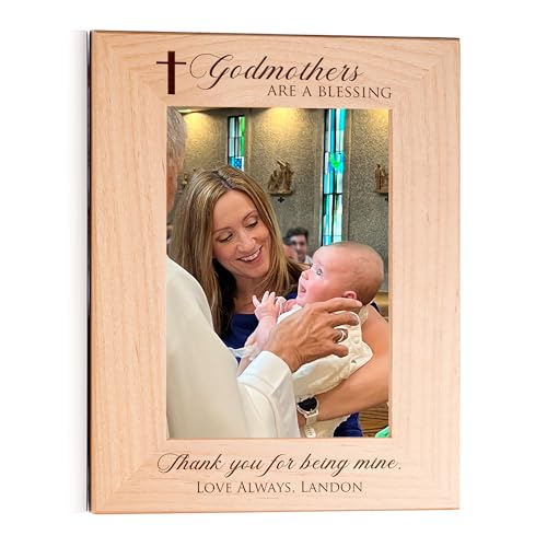 Godmother Gifts, Personalized Picture Frame 5x7 Vertical Engraved Wood - color: Custom - Godmothers, size: 5" x 7" Portrait
