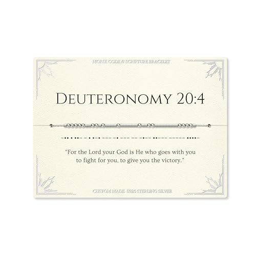 Loved Creations Morse Code Bracelets for Women, Christian Bible Verse Bracelets, Scripture S925 Sterling Silver Inspirational Faith Jewelry, Religious Gifts for Women - color: Deuteronomy 20:4