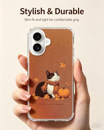 Halloween Cat Phone Case Compatible with iPhone 17, Cute Orange Fall Phone Cover for iPhone 17 - color: Halloween Cat