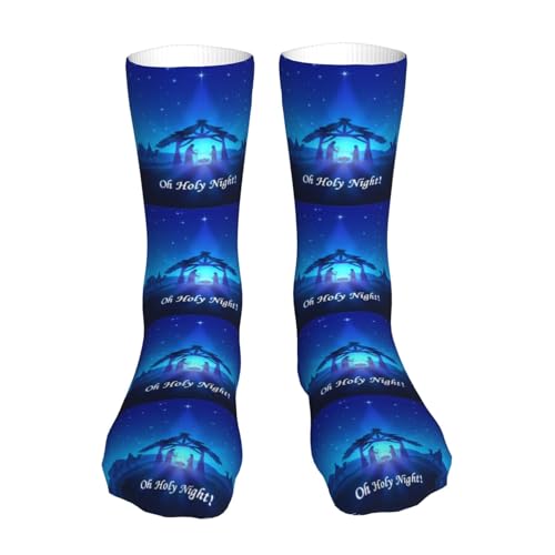 Christian Christmas Nativity Scene O Holy Night Sock Womens Short Stockings Casual Sport Crew Socks for Women Men - color: Bronze