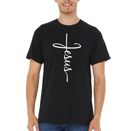 Jesus Cross T-Shirt - Christian Religious Graphic Tee for Men Women - color: Black, size: Small