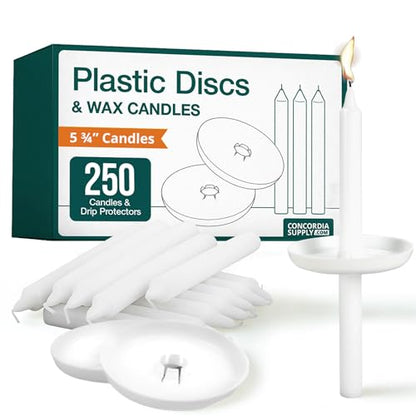 Concordia Supply 5.75" x 1/2" Candle & Plastic Disc Drip Protector, 250 Ct - size: 5.75 inches