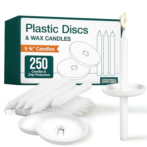 Concordia Supply 5.75" x 1/2" Candle & Plastic Disc Drip Protector, 250 Ct - size: 5.75 inches