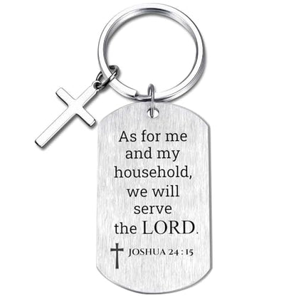 Inspirational Scripture Keychain with Cross - Bible Verse Matte Key Chain Religious Gift for Christian - style: Joshua 24:15