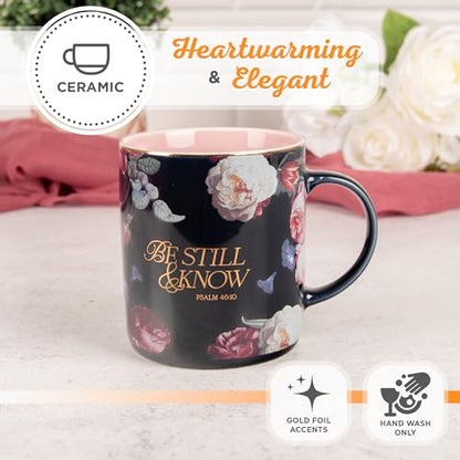 Christian Art Gifts Large Ceramic Scripture Coffee Mug for Women - color: Multicolor/Be Still