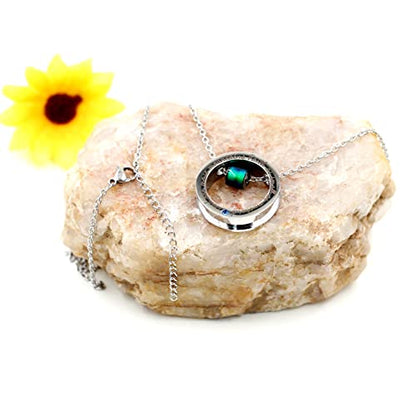 Uloveido Christian Circle Round Ring Necklace Engraved Faith As Small As A Mustard Seed Can Move Mountains Y958 - style: Blue CZ-bead
