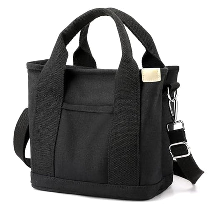 Canvas Tote Bag for Women,Small Totes Bags with Zipper Crossbody Purse with Pockets Large Shoulder Handbag,2 Sizes - color: Black, size: Large